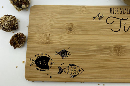 Personalisiertes Geschenk|Fische|Holzbrettchen mit Gravur|Kinder